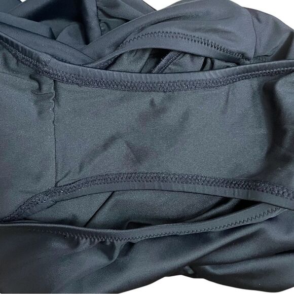 J. Crew Reimagined Square Neck One-Piece Swimsuit Black Ruched Size 14 Slimming - Picture 8 of 12